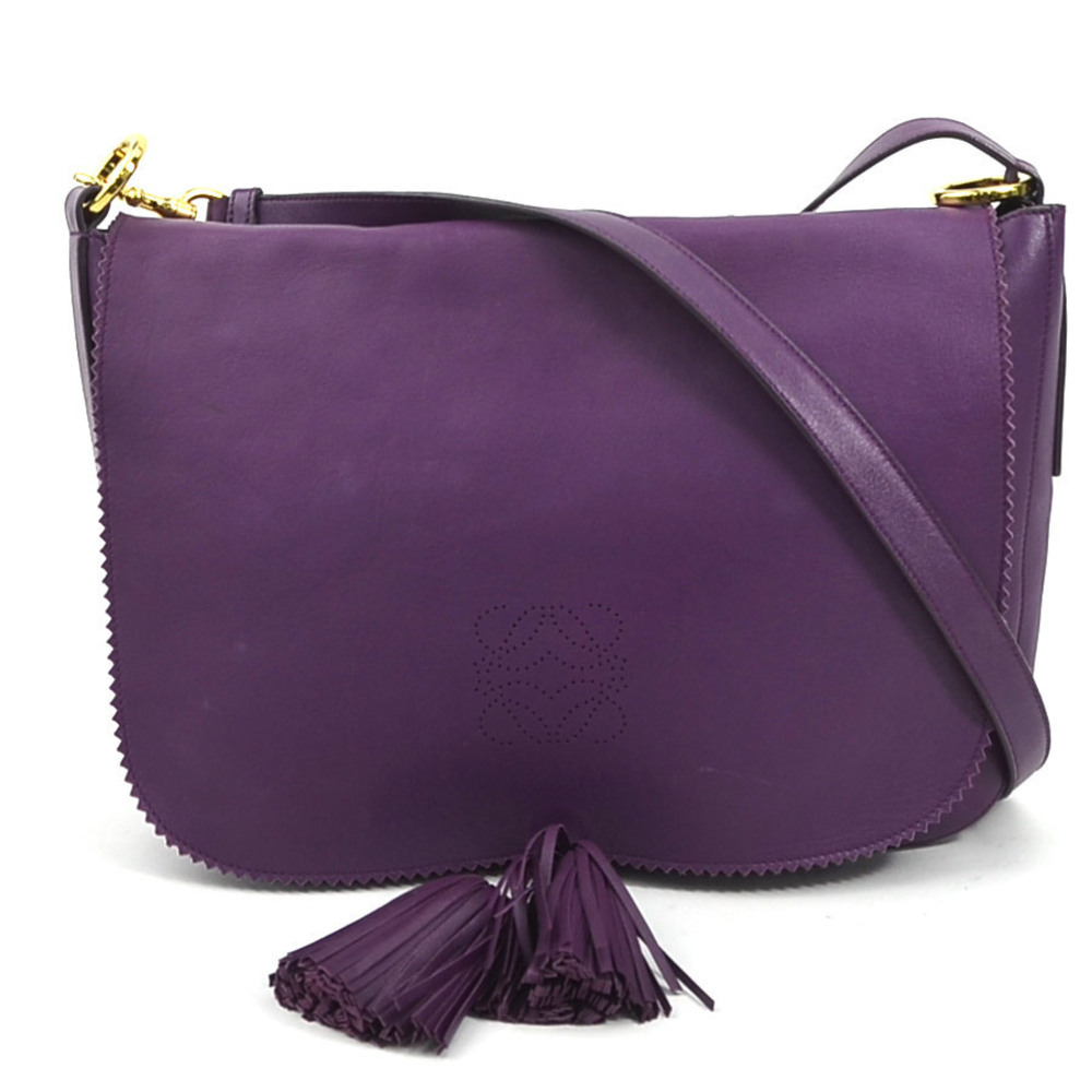 Loewe crossbody shoulder bag fringe tassel purple gold